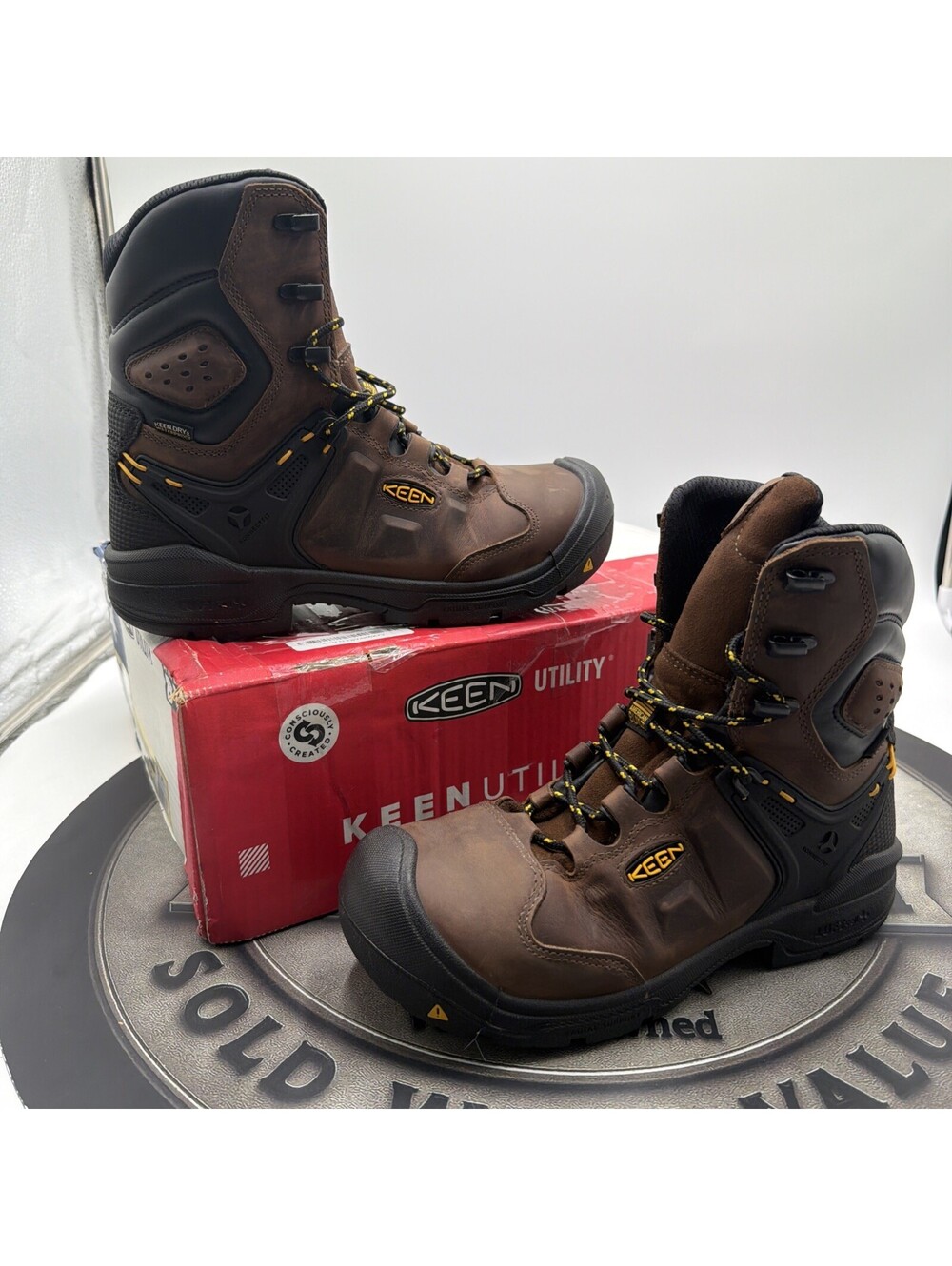 KEEN Utility Dover 8'' Waterproof Carbon-Fiber Toe Work Boots for Men Dark 7.5 D